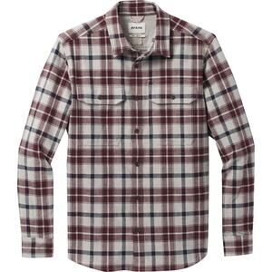 prAna Men's Wedgemont Slim Flannel Shirt Organic Cotton Ivory & Burgundy - Small